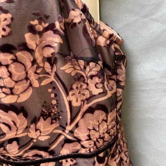 Dress Forum Women's Size Small Black Pink Floral Lace Up Back Midi Dress - Picture 6 of 7